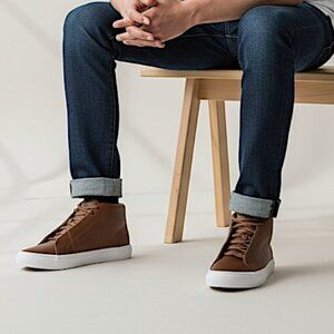 LONDON FOG Collection Men’s “Dorance” High-Top Sneakers – Cognac Brown Size 9.5M